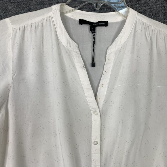 Harve’ Benard Button Up Blouse Women XL Tie Front Hi-low Hem - Picture 2 of 9